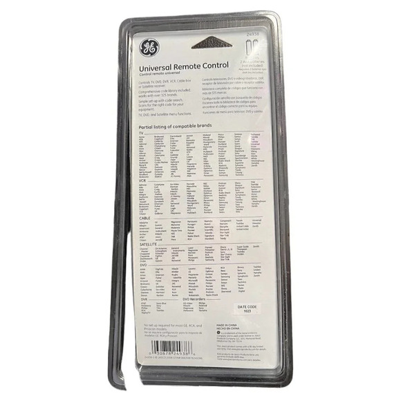 GE Universal  Remote‎ Control RC24938 TV / CBL/SAT / DVD/VCR Tested - Picture 2 of 2